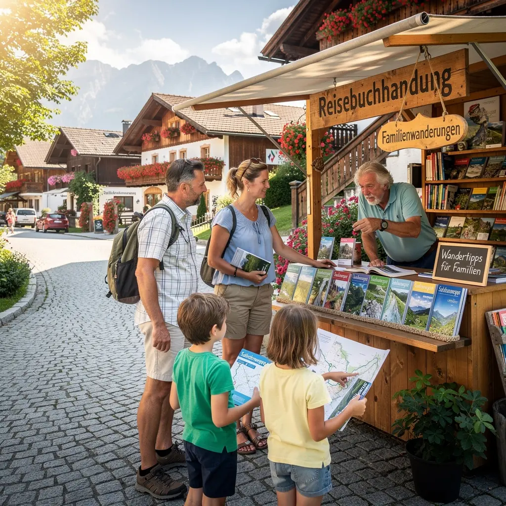 Ein offenes Buch mit atemberaubenden Landschaftsbildern und Tipps für Abenteuerreisen in den Alpen.