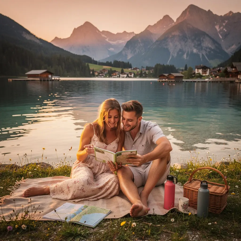 Ein BГјcherregal mit verschiedenen ReisefГјhrern Гјber Г–sterreich und Umgebung.